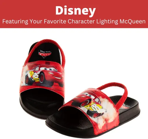 Miniatura 2 de Disney Minnie Mouse, Encanto, Mickey, Lightning McQueen, Frozen Elsa Anna Girl - Sandalias de verano para niños con correa trasera para la playa