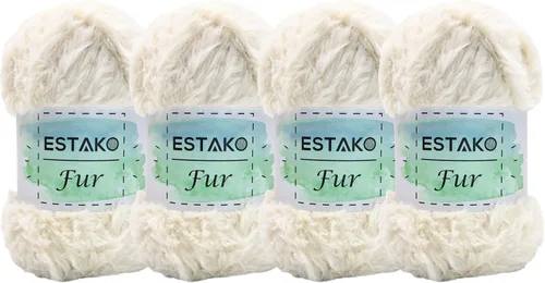 Miniatura 37 de Estako Piel 100% poliéster, suave, súper grueso, esponjoso, pelo sintético, hilo de tejer y ganchillo, 3.52 oz (100gr) 71 yardas (213.3 ft)