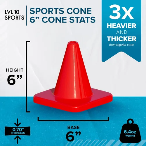 Miniatura 2 de LVL10 Pro - Conos de entrenamiento de fútbol de 6 pulgadas para deportes, para ejercicios de baloncesto, fútbol, baloncesto y agilidad, marcadores