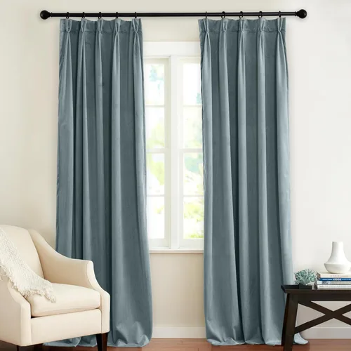 Miniatura 9 de KGORGE Cortinas de terciopelo verde cazador con pliegues pinzados de 84 pulgadas, con aislamiento térmico para oscurecer habitaciones, con anillas