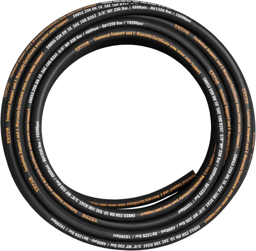 Miniatura 9 de Manguera hidráulica de 3/8 pulgadas x 100 pies, 4800 PSI enrollada con 2 trenzas de alambre de acero de alta resistencia, manguera de aceite