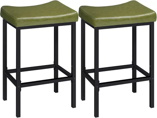 Miniatura 18 de HOOBRO Taburetes de bar, juego de 2 sillas de bar, taburetes de altura de mostrador, taburetes de sillín con superficie curva, 24.8 pulgadas