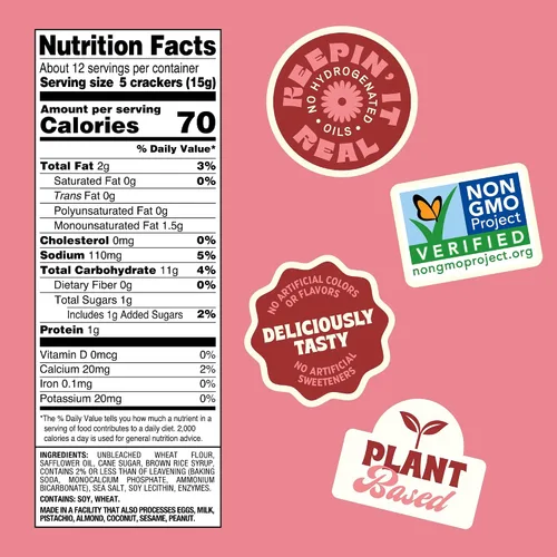 Miniatura 2 de Back to Nature Galletas redondas clásicas, sin OMG, veganas, hechas con harina de trigo y sal marina, Snack Happy, caja de 6.5 onzas