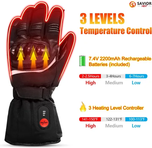 Miniatura 2 de SAVIOR HEAT Guantes térmicos para hombres y mujeres, guantes eléctricos recargables, guantes de esquí con calefacción y guantes de snowboard