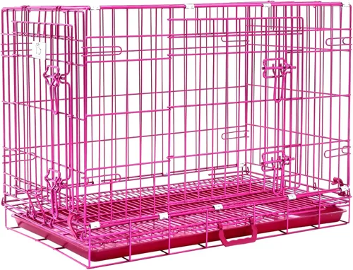 Miniatura 14 de HOMEY PET Jaula de Cobre Dorado para Perros de 91 cm, Jaula Portátil Plegable de Alambre de Metal para Perros, con Parrilla de Piso Extraíble