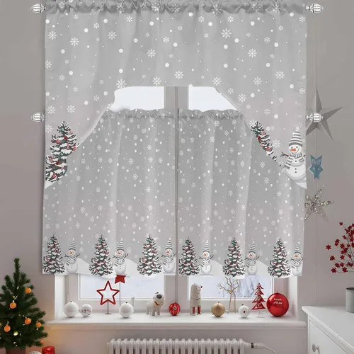 Miniatura 11 de Cortinas de cocina con cenefa de árbol de Navidad, cenefa con bolsillo para barra, paneles de cortina para dormitorio, sala de estar, baño