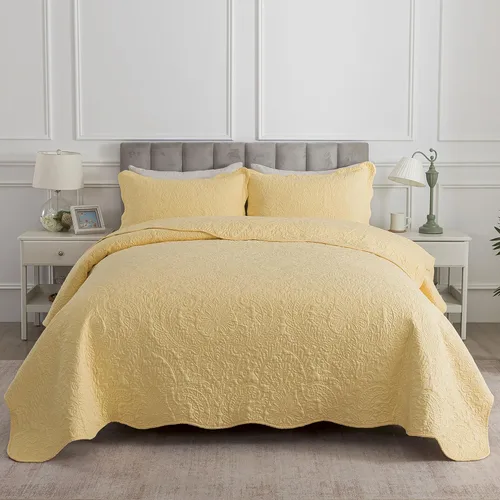 Miniatura 192 de HoneiLife - Juego de colcha de tamaño Queen, juego de ropa de cama de pana bordada de 3 piezas, colcha de lujo, ligera, cálida, para todas las Pana