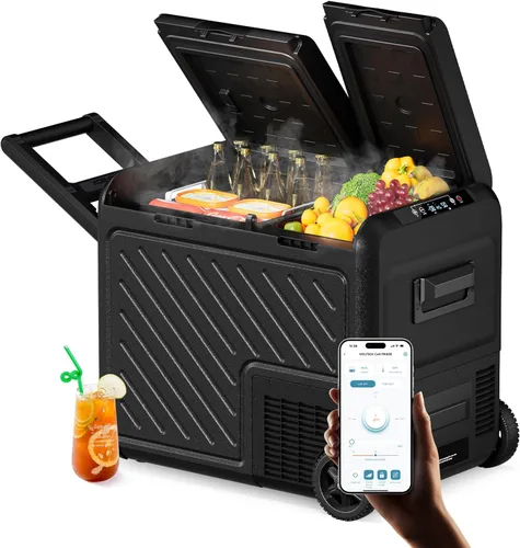 Miniatura 12 de WOLFBOX Refrigerador de coche de 12 V, refrigerador de coche de doble zona de 39 cuartos de galón, congelador portátil (-8 ℉ ~ 68 ℉) con 12/24 V CC