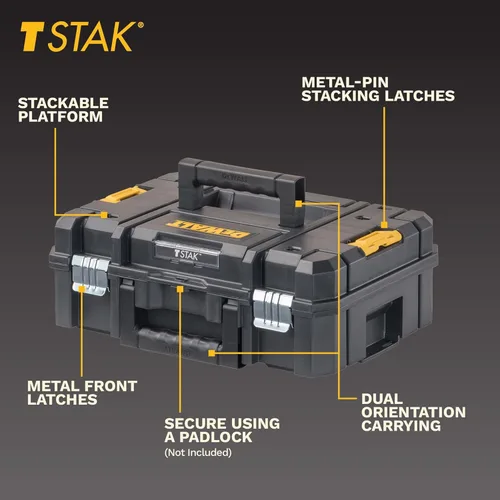 Miniatura 2 de DEWALT TSTAK II - Caja de herramientas, caja de almacenamiento de herramientas con parte superior plana, caja organizadora con capacidad para hasta