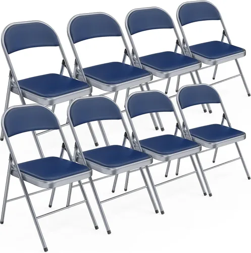 Miniatura 26 de Bonnlo Silla Plegable con Cómodo Cojín Acolchado y Respaldo, Sillas Plegables Portátiles para Exterior, Eventos de Oficina, Bodas, Cuero Pu, 4 Negras