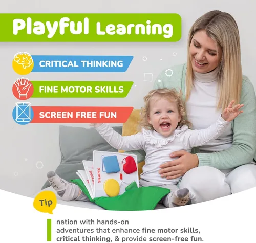 Miniatura 7 de deMoca - Juguete montessori, libro para bebés - Juguetes para niños pequeños - Juguete de viaje - Juguete educativo con actividades para niños y Azul