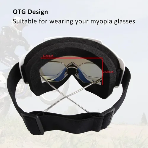 Miniatura 6 de Paquete de 2 gafas para motocicleta, ATV Dirt Bike Motocross, accesorios de equitación para hombres y mujeres, gafas de esquí con cuello