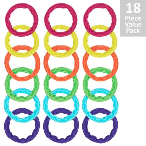 Miniatura 2 de Juego de 18 piezas elásticas de cola de caballo onduladas de colores brillantes - Paquete económico de lazos para el cabello texturizados ondulados