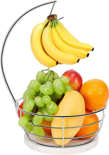 Miniatura 10 de Livabber - Frutero de encimera con colgador de plátanos, cuenco moderno de almacenamiento de frutas y verduras, con soporte de árbol de plátano