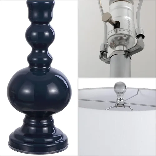 Miniatura 5 de JONATHAN Y Juego de 2 lámparas de mesa de cristal azul marino de 28.5 pulgadas para decoración de sala de estar, dormitorio, lámparas de noche