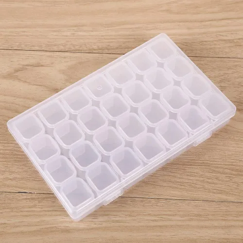 Miniatura 4 de Qtopun - Contenedores de almacenamiento de pintura con diamantes, 28 rejillas, contenedor portátil de almacenamiento de cuentas, caja organizadora