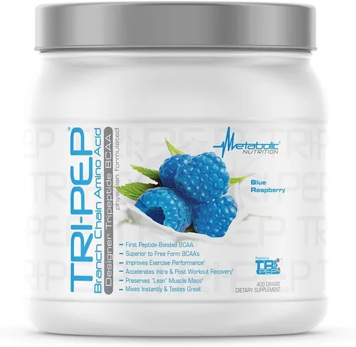 Metabolic Nutrition - TRIPEP - Aminoácido de cadena ramificada de tres péptidos, BCAA en polvo, suplemento pre intra post entrenamiento, frambuesa