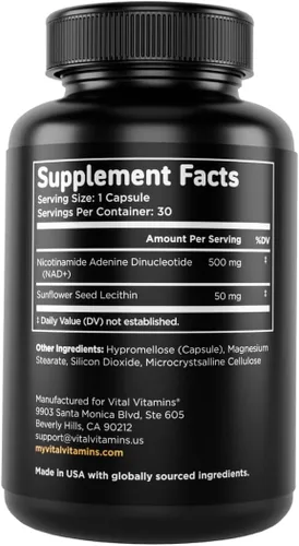 Miniatura 8 de Vital Vitamins Suplemento NAD - NAD+ (dinucleótido de nicotinamida y adenina) para hombres y mujeres - Fabricado con entrega liposomal - Soporte