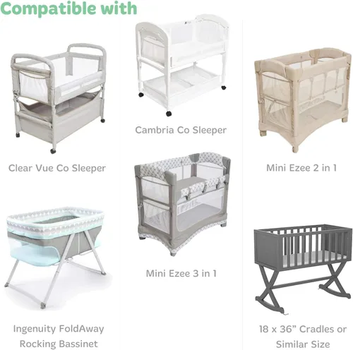 Miniatura 2 de Joey + Joan Sábanas ajustables de 18 x 36 pulgadas – Compatible con Arms Reach Co Sleeper Clear Vue, Cambria, Mini Ezee moisés – Se adapta sin