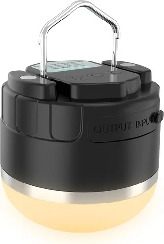 Linterna de campamento recargable de 1000 lm, luz portátil compacta de 110 horas de funcionamiento con 5 niveles de brillo, base magnética, luz