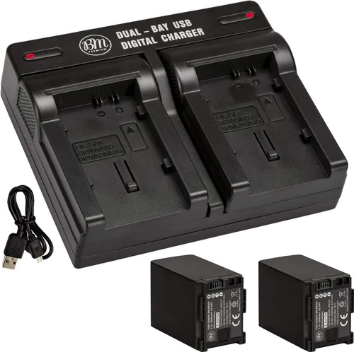 Miniatura 2 de BM 2 BP-828 Baterías y cargador de batería dual compatible con Canon GX10 HF G30/G40/G50/G60/G70, HF M301/M400, XA10 XA11 XA15 XA20 XA25 XA30 XA35