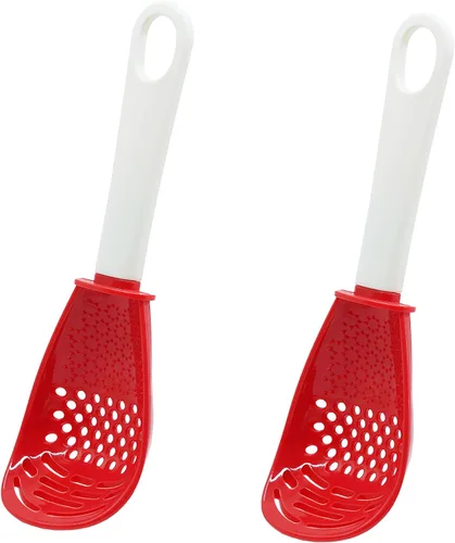 Miniatura 8 de 6 en 1 aparatos de cocina multifuncionales, 356°F resistentes al calor, separador de huevos, cocina, drenaje, puré, rejilla, cuchara de cocina roja