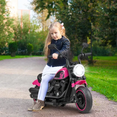 Miniatura 6 de Costzon Motocicleta para niños pequeños, motocicleta eléctrica de 6 V con ruedas de entrenamiento desmontables, arranque suave, faros delanteros