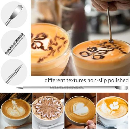 Miniatura 4 de Jarra de espuma de leche de acero inoxidable de 20 onzas / 20.3 fl oz para plantillas de café capuchino de leche, arte de leche, taza de jarra