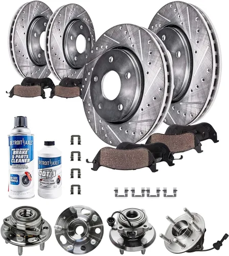 Miniatura 30 de Detroit Axle - Kit de freno delantero para Ford Explorer Mercury Mountaineer 2002-2005 Bujes de rodamiento de rueda perforados y ranurados rotores