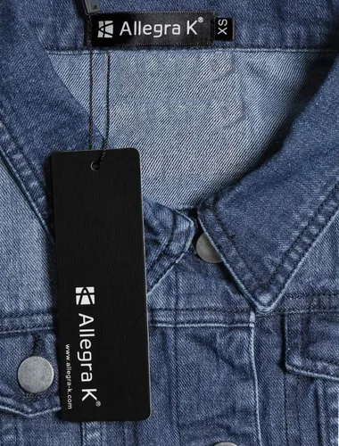 Miniatura 4 de Allegra K Chaleco de mezclilla lavado con botones para mujer, con bolsillos con solapa en el pecho