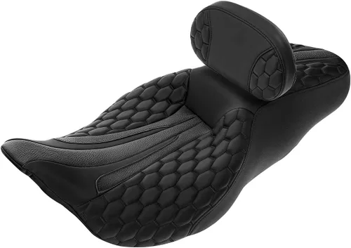 Miniatura 16 de Asiento de conductor, pasajero y piloto - SLMOTO Asiento de motocicleta de una pieza para 2 personas, compatible con Harley Touring Road King CVO