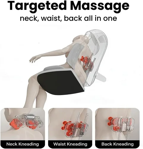 Miniatura 6 de Silla de masaje Shiatsu con calor, respaldo completo Shiatsu y rodamiento, cómoda almohadilla de masaje para aliviar el estrés, regalo para ella/él
