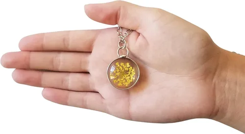 Miniatura 38 de Queen Anne's - Collar de encaje con colgante de flor prensada real en cristal hecho a mano, joyería de flores silvestres, collares de encaje