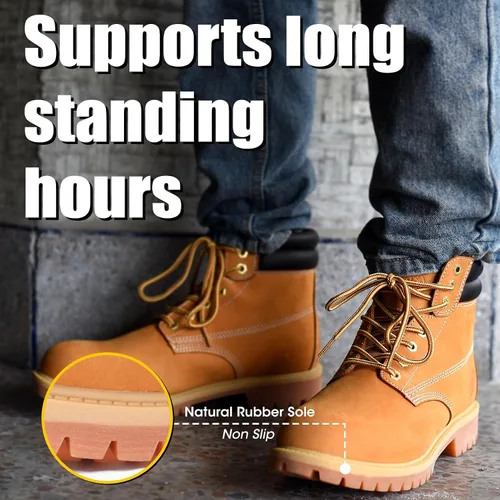Miniatura 5 de Botas de trabajo para hombre de aceropunta suave, antideslizantes, de goma, resistentes a la construcción, aceite industrial, botas de construcción