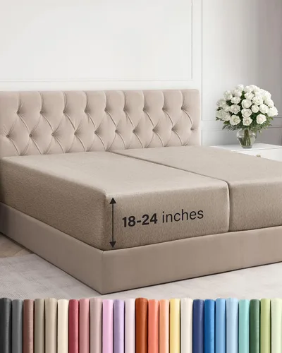 Miniatura 120 de Sábana bajera ajustable extra profunda tamaño completo – Sábana bajera individual de lujo para hotel únicamente – Se adapta fácilmente a colchones