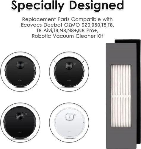 Miniatura 6 de (5 piezas) Filtros HEPA N10 para ECOVACS DEEBOT OZMO N10, N10 Plus, 920, 950, T8 AIVI Max, T9, T5, N5 N7, N8+, N8 Pro Plus, DX55 DX93 DJ65 Kit