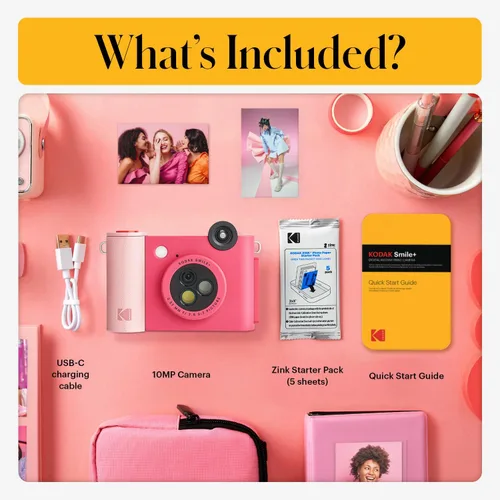 Miniatura 3 de Kodak Smile+ Cámara digital de impresión instantánea 2 en 1 e impresora de fotos inalámbrica Bluetooth - 10 MP, lente giratoria de efecto especial