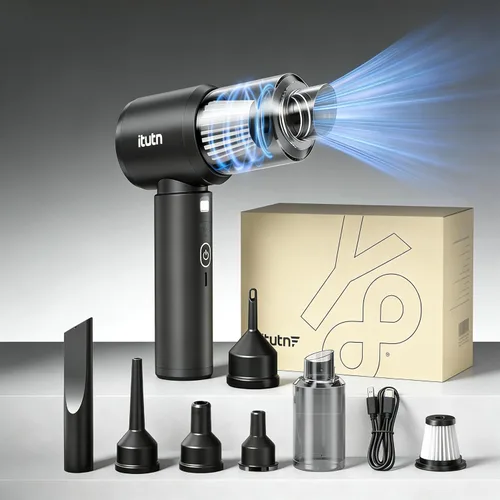Miniatura 10 de Mini Aspiradora de Coche Portátil Inalámbrica con Luz LED, 15000PA de Succión Potente, 80W de Alta Potencia, Vaciado con un Clic, Filtro Hepa Dual