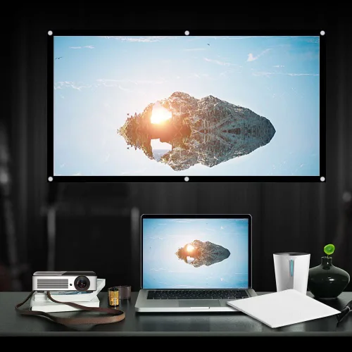 Miniatura 4 de ASHATA Pantalla de proyector 16:9 HD 4K Pantalla de proyección plegable portátil con bordes negros y agujeros para colgar para cine en casa, cine