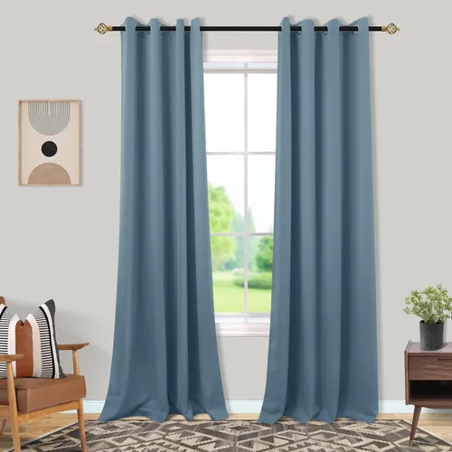 Miniatura 38 de Mrs.Naturall Cortinas Azul Real para Dormitorio, Cortinas Opacas Cortas Medianas Azul Cobalto para Cocina Decoración de Habitación de Adolescentes