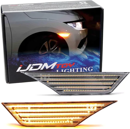 iJDMTOY Kit de luz de marcador frontal LED ámbar con lente transparente, compatible con Honda Civic 2016-2021, alimentado por LED 90-SMD, reemplaza
