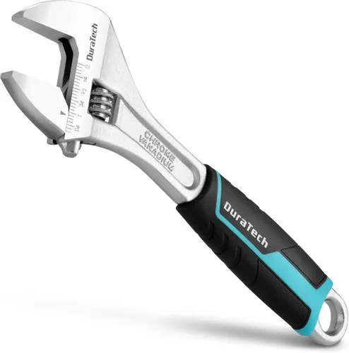 Miniatura 9 de DURATECH Llave de acero Cr-V ajustable de 6 pulgadas, llave de mandíbula ancha, básculas métricas y SAE, para el hogar, garaje, taller y bricolaje