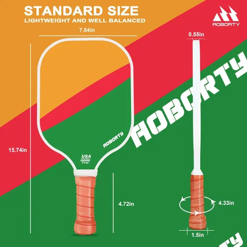 Miniatura 4 de AOBORTY USAPA - Paquete de 4 palas de pickleball – Juego de 4 raquetas de grafito claro de primera calidad con cara de fibra y polímero con núcleo