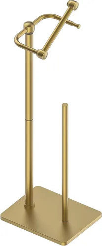 Miniatura 22 de Ruacq Soporte de papel higiénico dorado con doble poste pivotante cuadrado, soporte para rollo, soporte de papel higiénico dorado cepillado, acero