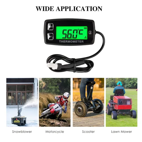 Miniatura 7 de Vista completa - Termómetro digital LCD para motor, medidor de temperatura, alerta de sobretemperatura, repuesto de batería para motocicleta