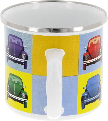 Miniatura 5 de BRISA VW Collection Volkswagen - Taza grande esmaltada para café y té para acampar y al aire libre Beetle Bug (16.9 fl oz/16.9 fl oz/multicolor)