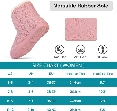 Miniatura 6 de HomeTop Pantuflas mullidas de espuma viscoelástica para mujer con suela de goma para interiores y exteriores
