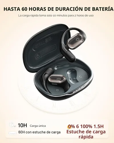 Miniatura 4 de Auriculares de oreja abierta, auriculares sobre la oreja con ganchos para los oídos, auriculares Bluetooth inalámbricos verdaderos con micrófono