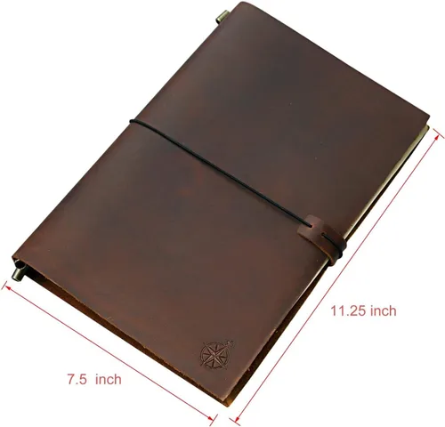 Miniatura 2 de Wanderings Cuaderno grande para viajeros - 19cm x 28cm / 7.5"x11" - Gran diario de viaje, hecho a mano, resistente, diario de cuero recargable.