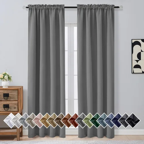 Miniatura 47 de OVZME Cortinas opacas turquesa para tratamiento de ventanas pequeñas, cortinas cortas con bloqueo de luz para ventana de cocina sobre el fregadero